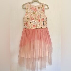 Girls Dress - Blush/pink Ombré layered Hi/Low skirt Zunie